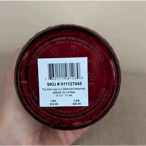 Starbucks Tumbler Cold Cup Venti 24oz Red Holiday 2021 Jeweled Christmas - Picture 6 of 7